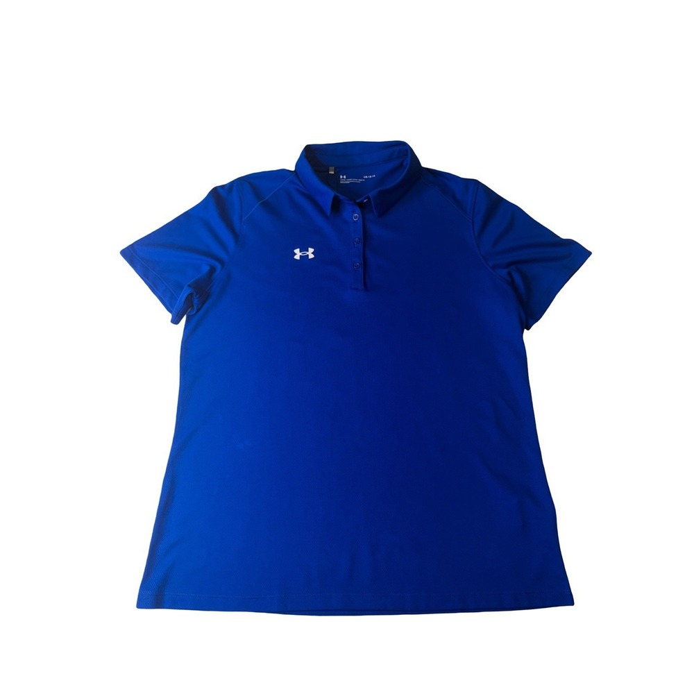 Under Armour Women's Team Tech Polo Shirt Blue Large NWT Loose Fit Golf Athletic